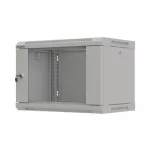 Lanberg WF03-5306-10S 19 6U SZÉL:540mm MÉLY:350mm MAG:370mm lapraszerelt üvegajtós szürke fali rack szekrény