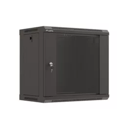   Lanberg WF03-5309-10B 19 9U SZÉL:540mm MÉLY:350mm MAG:500mm lapraszerelt üvegajtós fekete fali rack szekrény