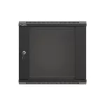 Lanberg WF03-5309-10B 19 9U SZÉL:540mm MÉLY:350mm MAG:500mm lapraszerelt üvegajtós fekete fali rack szekrény