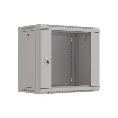 Lanberg WF03-5309-10S 19 9U SZÉL:540mm MÉLY:350mm MAG:500mm lapraszerelt üvegajtós szürke fali rack szekrény