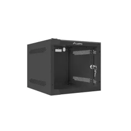  Lanberg WF10-2304-10B 10 4U SZÉL:280mm MÉLY:310mm MAG:247mm lapraszerelt üvegajtós fekete fali rack szekrény