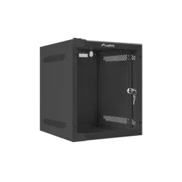   Lanberg WF10-2306-10B 10 6U SZÉL:280mm MÉLY:310mm MAG:336mm lapraszerelt üvegajtós fekete fali rack szekrény