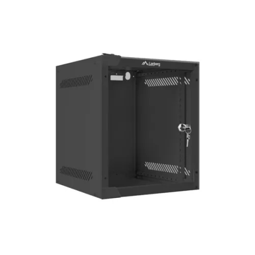 Lanberg WF10-2306-10B 10 6U SZÉL:280mm MÉLY:310mm MAG:336mm lapraszerelt üvegajtós fekete fali rack szekrény