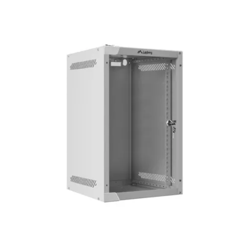 Lanberg WF10-2309-10S 10 9U SZÉL:280mm MÉLY:310mm MAG:469mm lapraszerelt üvegajtós szürke fali rack szekrény