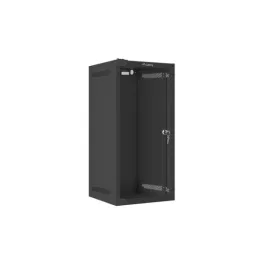   Lanberg WF10-2312-10B 10 12U SZÉL:280mm MÉLY:310mm MAG:603mm lapraszerelt üvegajtós fekete fali rack szekrény
