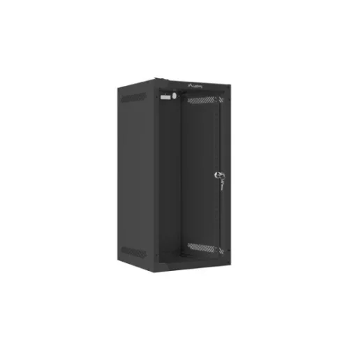 Lanberg WF10-2312-10B 10 12U SZÉL:280mm MÉLY:310mm MAG:603mm lapraszerelt üvegajtós fekete fali rack szekrény