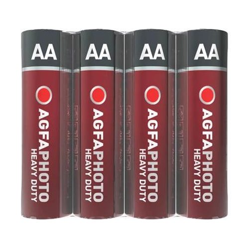 Elem, AA, 4 db, féltartós (szén-cink), zsugor, AGFAPHOTO "Heavy Duty"