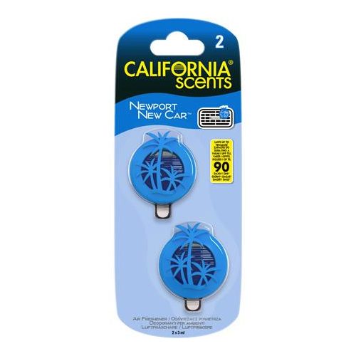 Autóillatosító, mini diffúzer, 2*3 ml, CALIFORNIA SCENTS "Newport New Car"