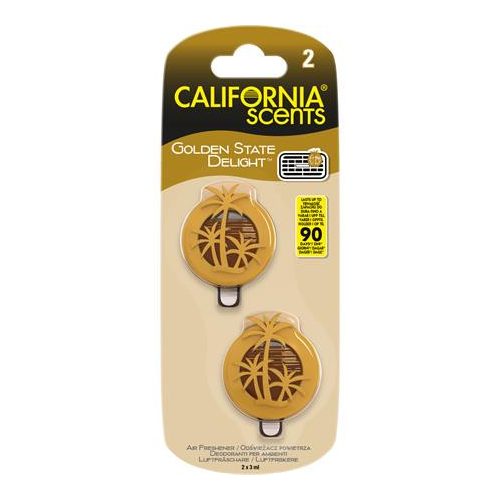 Autóillatosító, mini diffúzer, 2*3 ml, CALIFORNIA SCENTS "Golden State Delight"