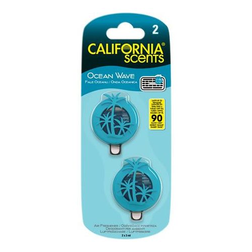 Autóillatosító, mini diffúzer, 2*3 ml, CALIFORNIA SCENTS "Ocean Wave"