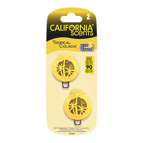 Autóillatosító, mini diffúzer, 2*3 ml, CALIFORNIA SCENTS "Tropical Colada"