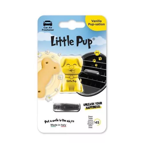 Autóillatosító, szellőzőrácsra, LITTLE PUP "Vanilla Pup-sation", sárga