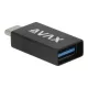 Adapter, USB-A anya/USB-C apa, AVAX "AD602 Connect+", fekete