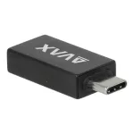 Adapter, USB-A anya/USB-C apa, AVAX "AD602 Connect+", fekete