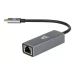 Adapter, USB-C 3.0/Ethernet, AVAX "AD604", fekete-alumínium
