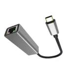 Adapter, USB-C 3.0/Ethernet, AVAX "AD604", fekete-alumínium