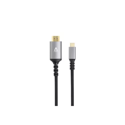 Kábel, USB-C/HDMI 2.0, fonott, 1,5 m, AVAX "AV9021", fekete-alumínium