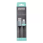 Töltőkábel, USB-A - USB-C, 1,5 m, AVAX "CB301G", acélszürke
