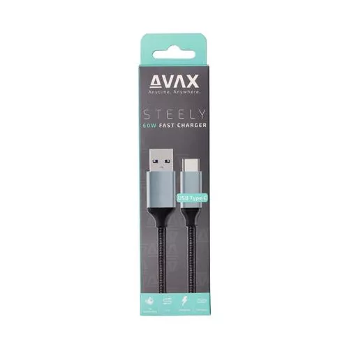 Töltőkábel, USB-A - USB-C, 1,5 m, AVAX "CB301G", acélszürke