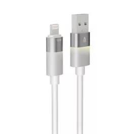   Töltőkábel, USB-A - lightning (Apple), 1 m, AVAX "CB310 Glowy", fehér