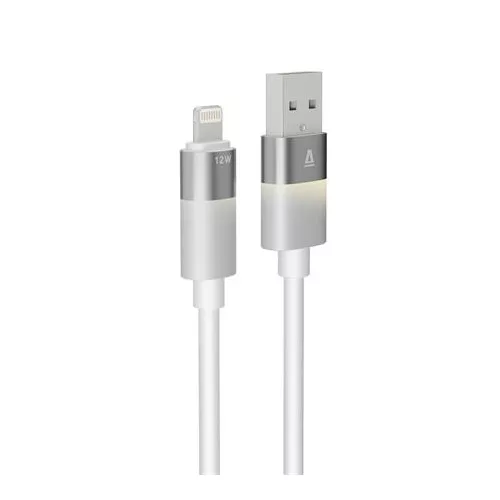 Töltőkábel, USB-A - lightning (Apple), 1 m, AVAX "CB310 Glowy", fehér