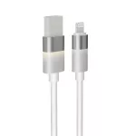 Töltőkábel, USB-A - lightning (Apple), 1 m, AVAX "CB310 Glowy", fehér