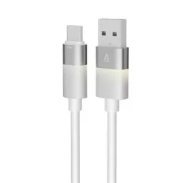   Töltőkábel, USB-A - USB-C, 18W, 1 m, AVAX "CB312 Glowy", fehér