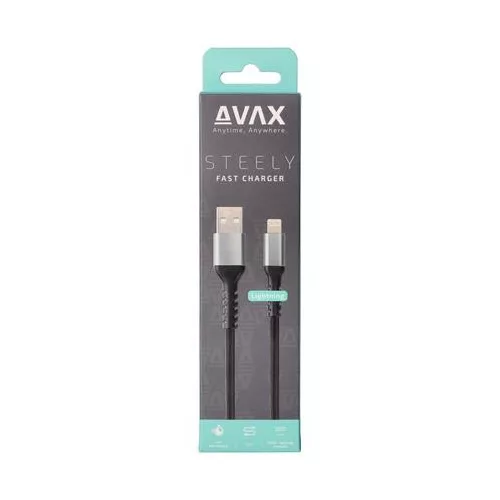 Töltőkábel, USB-A - lightning (Apple), 20W, 1,5 m, AVAX "CB314 Steel", acélszürke