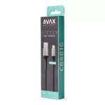 Töltőkábel, USB-A - lightning (Apple), 20W, 1,5 m, AVAX "CB314 Steel", acélszürke
