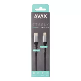   Töltőkábel, USB-C - Lightning, 27W, 1 m, AVAX "CB316 Glowy", fehér