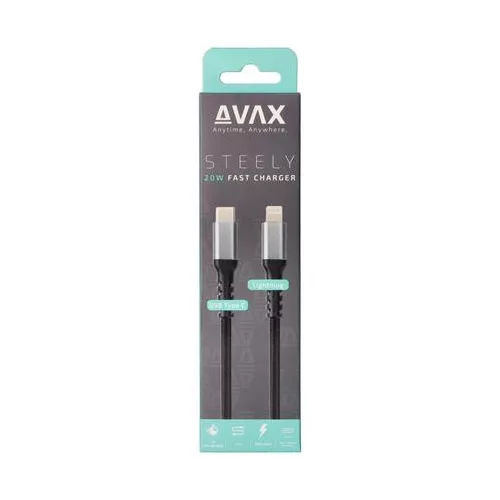 Töltőkábel, USB-C - Lightning, 27W, 1 m, AVAX "CB316 Glowy", fehér