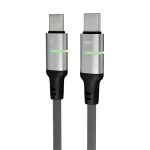 Töltőkábel, USB-C - USB-C, 60W, 2 m, AVAX "CB632 Steely LED", fekete