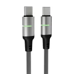 Töltőkábel, USB-C - USB-C, 60W, 2 m, AVAX "CB632 Steely LED", fekete
