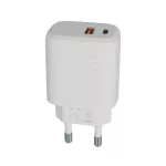 Hálózati töltő, USB-A + USB-C, 12W, AVAX "CH312W Speedy", fehér
