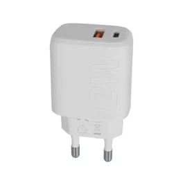   Hálózati töltő, USB-A + USB-C, 12W, AVAX "CH312W Speedy", fehér