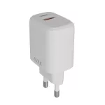 Hálózati töltő, USB-A + USB-C, 12W, AVAX "CH312W Speedy", fehér