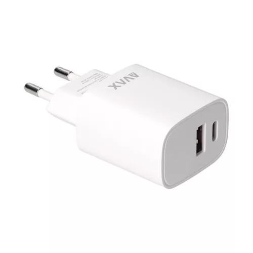 Hálózati töltő, USB-A + USB-C, 20W, AVAX "CH320 Speedy", fehér