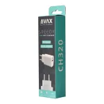 Hálózati töltő, USB-A + USB-C, 20W, AVAX "CH320 Speedy", fehér