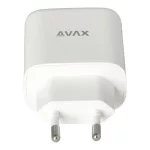 Hálózati töltő, GaN, USB-A + USB-C, AVAX "CH360 Speedy", fehér