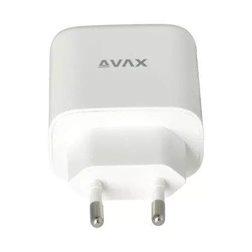 Hálózati töltő, GaN, USB-A + USB-C, AVAX "CH360 Speedy", fehér