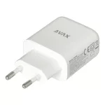 Hálózati töltő, GaN, USB-A + USB-C, AVAX "CH360 Speedy", fehér