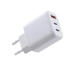   Hálózati töltő, 2xUSB-C PD 3.0, USB-A, 65W, GaN, AVAX "CH361 Speedy", fehér