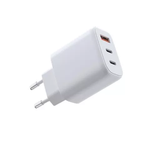 Hálózati töltő, 2xUSB-C PD 3.0, USB-A, 65W, GaN, AVAX "CH361 Speedy", fehér