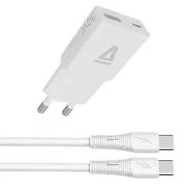   Hálózati töltő + USB-C - USB-C kábel, 1,5 m,  AVAX "CH6413", fehér