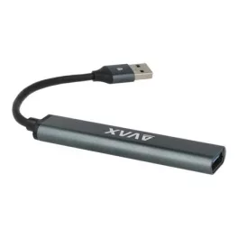   USB 3.0 elosztó-HUB, 4 port, USB 3.0, AVAX "HB600", fekete