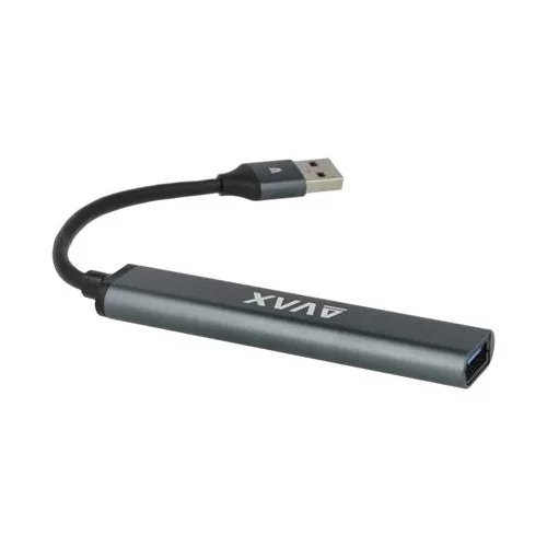 USB 3.0 elosztó-HUB, 4 port, USB 3.0, AVAX "HB600", fekete