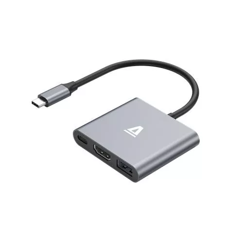 USB elosztó-HUB, 3 port, USB 3.0, AVAX "HB9031 Prime", fekete-alumínium