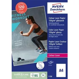   Fotópapír, lézer, A4, 120 g, fényes, kétoldalas, AVERY ZWECKFORM