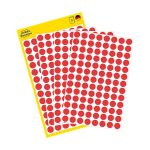 Etikett, 8 mm, kör, AVERY ZWECKFORM, piros, 416 etikett/csomag