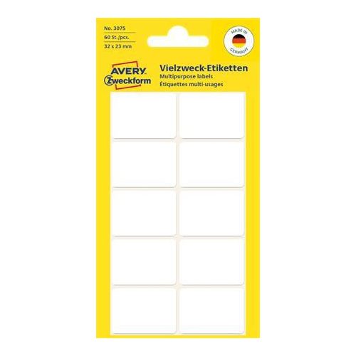 Etikett, 32x23 mm, kézzel írható, lekerekített sarkú, AVERY ZWECKFORM, 60 etikett/csomag